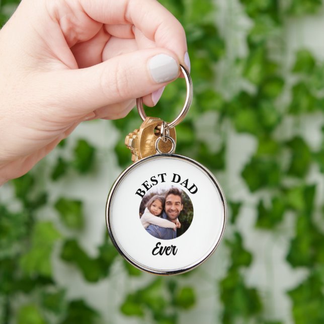 Best Dad Ever Personalized Photo Template Keychain (Hand)