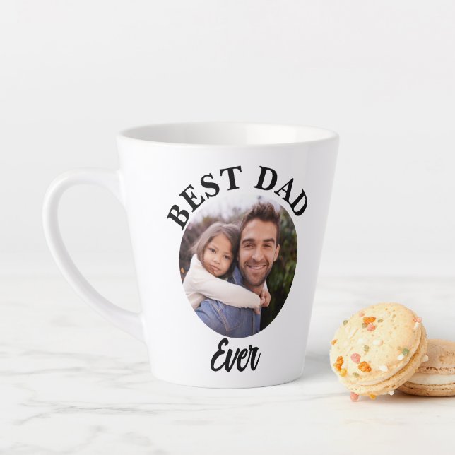 Best Dad Ever Personalized Photo Template Latte Mug (In Situ)
