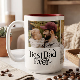 Best Dad Ever Personalized Photo Two-Tone Coffee Mug