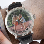 Best Dad Ever Personalized Photo Watch<br><div class="desc">Personalized photo watch - perfect for dad - but you are welcome to customize the text as you wish. Upload your favourite photo and it will be displayed with a semi-opaque border overlay, as a base for the typography. The wording currently reads "Best ♥ Dad ♥ Ever .. love you...</div>