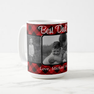 Best Dad ever personalized red Plaid pattern Coffee Mug
