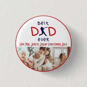 Best Dad Ever Photo Baseball Modern Fathers Day 1 Inch Round Button