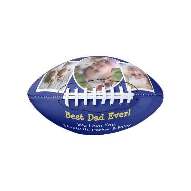 Best Dad Ever Photo Collage Blue Football (Front)