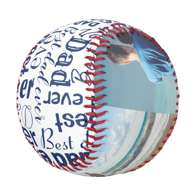 Best Dad Ever Photo Collage Cool Typography Baseball (Angled)