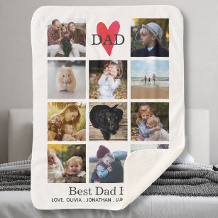 Best Dad Ever Photo Collage Father's Day Birthday Sherpa Blanket