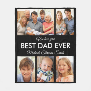 Best Dad Ever Photo Collage Fathers Day Fleece Blanket