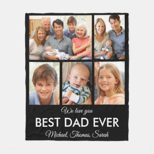 Best Dad Ever Photo Collage Fathers Day Fleece Blanket