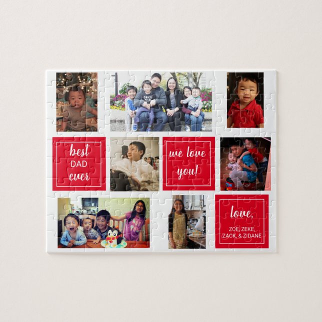 Best dad ever photo collage Father's day gift Jigs Jigsaw Puzzle (Horizontal)