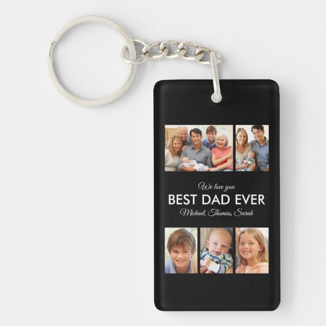 Best Dad Ever Photo Collage Fathers Day Keychain (Front)