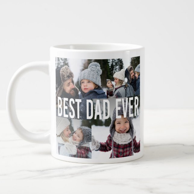 Best Dad Ever Photo Collage Father's Day Large Coffee Mug (Left)