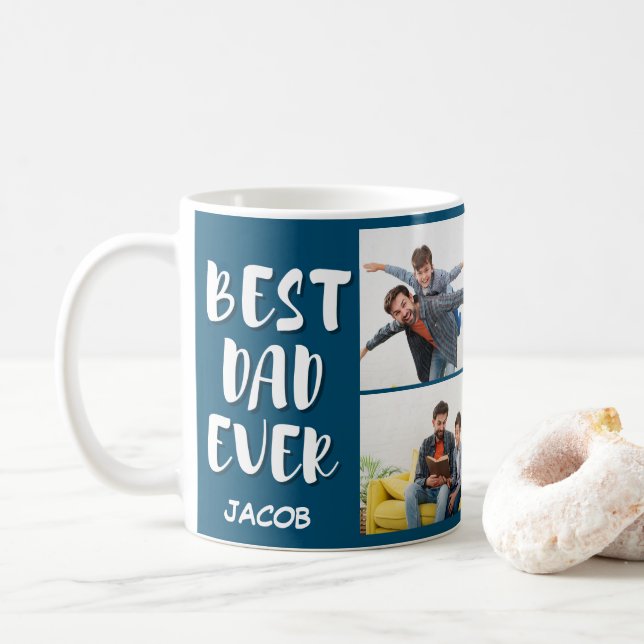 Best dad ever photo collage Father's Day Mug (With Donut)