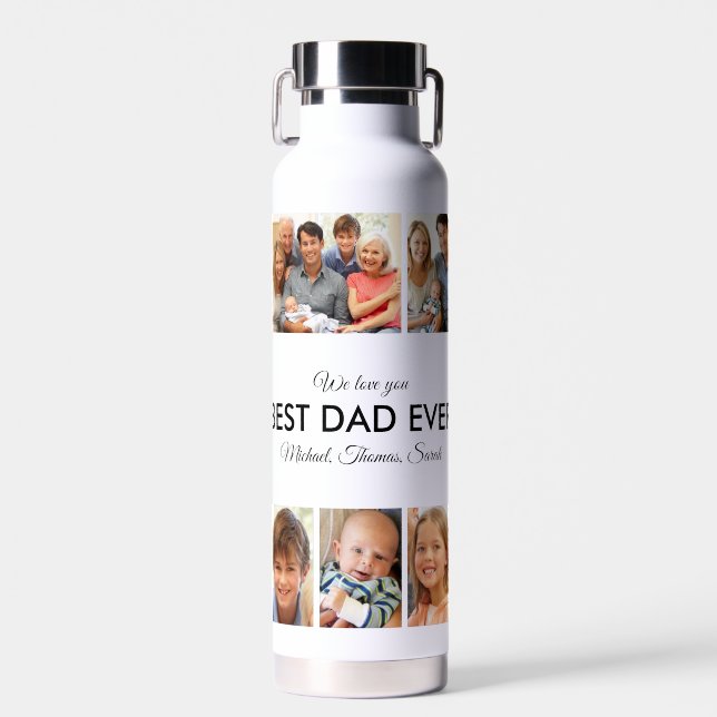 Best Dad Ever Photo Collage Fathers Day Water Bottle (Front)