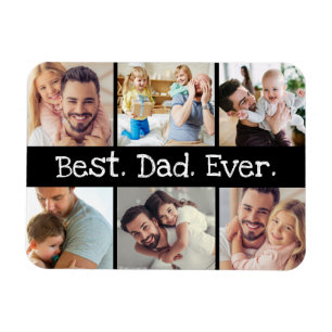 Best Dad Ever Photo Collage in Black and White Magnet