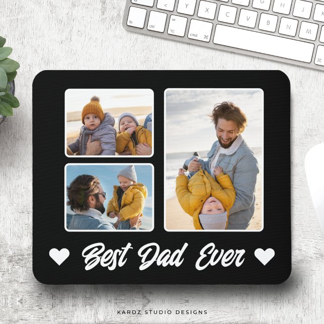 Best Dad Ever Photo Collage Mouse Pad (Add your favorite pictures to this mouse pad and make the best gift on Father´s Day.)