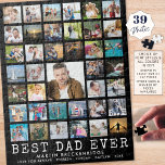 BEST DAD EVER Photo Collage Name Black Jigsaw Puzzle<br><div class="desc">A great gift for the BEST DAD EVER who loves puzzles. This will create wonderful memories every time it gets put together. Personalize this keepsake photo collage puzzle with his name and your message (or change any of the text to fit your needs). Easily upload 39 of your favourite photo...</div>
