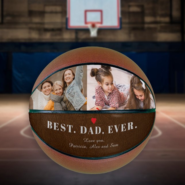 Best dad ever photo collage name personalized basketball (Creator Uploaded)
