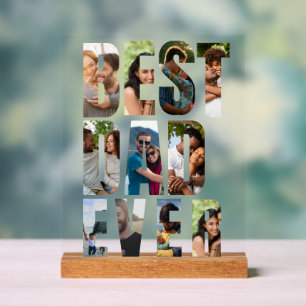 Best Dad Ever Photo Collage Placeholder Template Acrylic Sign