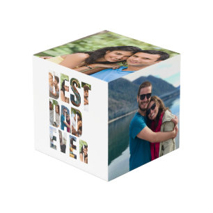 Best Dad Ever Photo Collage Placeholder Template Cube