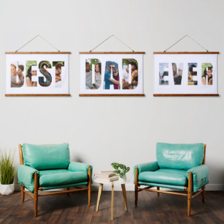 Best Dad Ever | Photo Collage Placeholder Template Hanging Tapestry