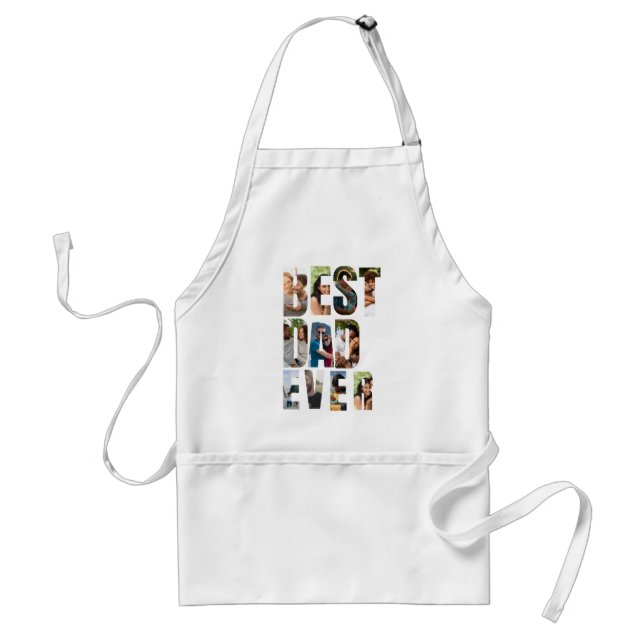 Best Dad Ever | Photo Collage Placeholder Template Standard Apron (Front)