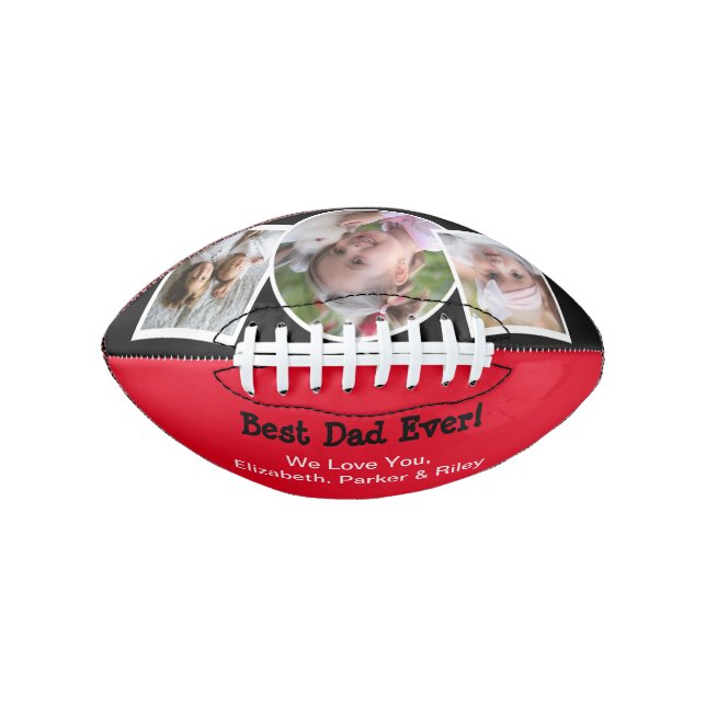 Best Dad Ever Photo Collage Red Black Football (Front)