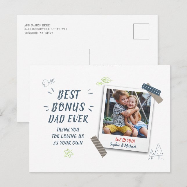 Best Dad Ever Photo Custom Holiday Postcard (Front/Back)