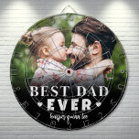 Best Dad Ever Photo Dartboard<br><div class="desc">Best Dad Ever Personalized Dartboard. This custom dartboard is a fun and meaningful way to celebrate Dad, with the design printed on one side only. It features "Best Dad Ever" in bold, modern typography with two small hearts on each side of the word "Ever" for a sweet and loving touch....</div>