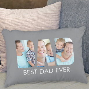 Best Dad Ever Photo Grey Accent Pillow