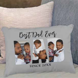 Best Dad Ever Photo Grey Accent Pillow
