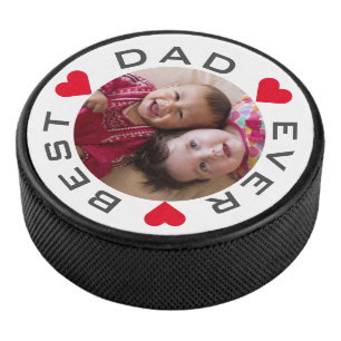 Best Dad Ever Photo Hockey Puck