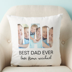 Best Dad Ever Photo Letter Throw Pillow