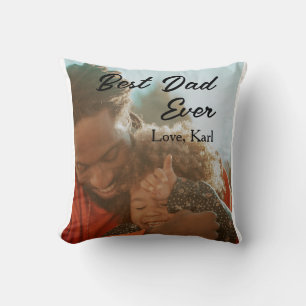 best dad ever photo love simple minimal text date throw pillow