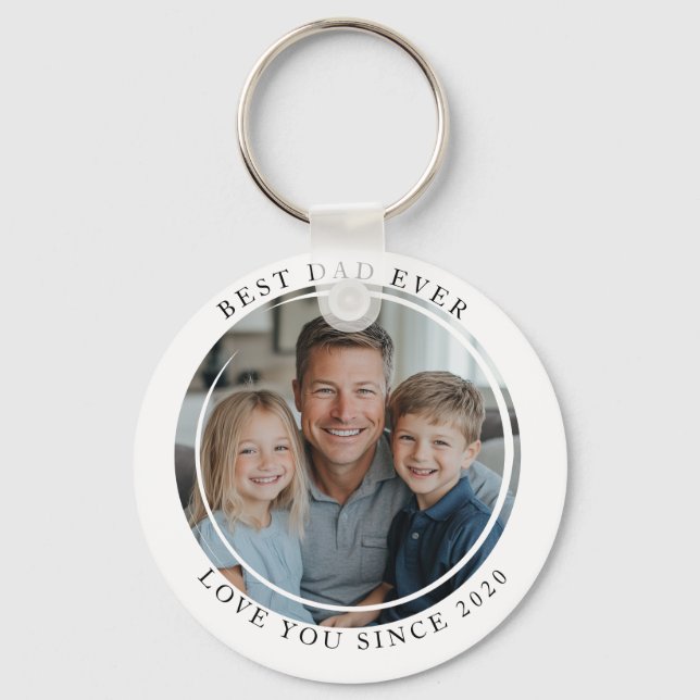 Best dad Ever Photo magnet Keychain (Front)