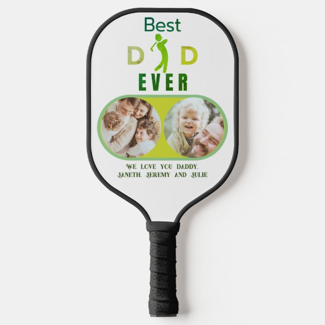 Best Dad Ever Photo Modern Cool Fathers Day Pickleball Paddle (Front)
