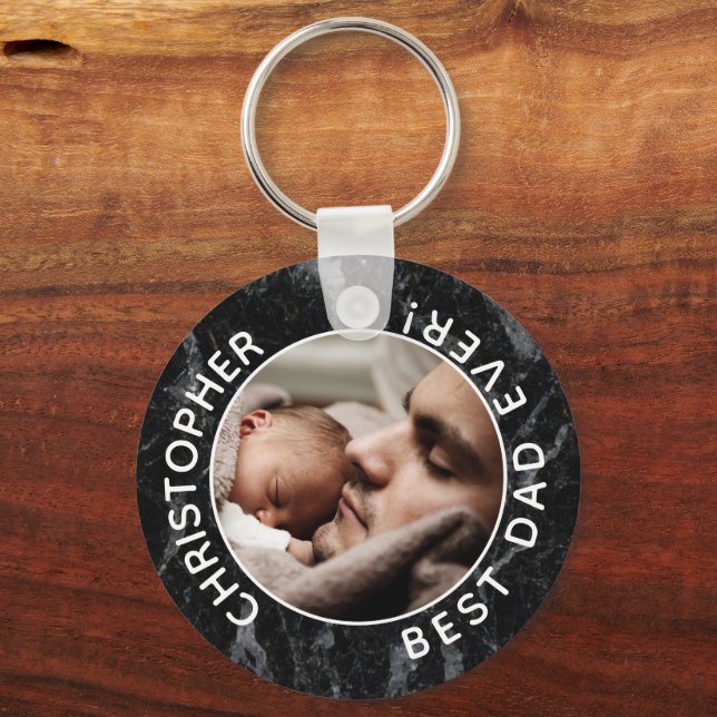 Best Dad Ever Photo Modern Keepsake Father's Day Keychain (Front)
