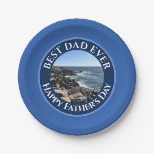 Best Dad Ever Photo of Atlantic Ocean Blue Sea  Paper Plate