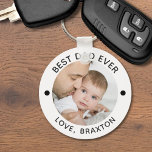 BEST DAD EVER Photo Personalized Keychain<br><div class="desc">Easily create a personalized keychain for dad with the editable title BEST DAD EVER and your custom text in your choice of colours. PHOTO TIP: Choose a photo with the subject in the middle and/or pre-crop it to a square shape BEFORE uploading and/or use the CROP tool to adjust the...</div>