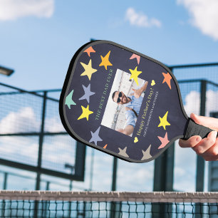 Best dad ever photo personalized pickleball paddle