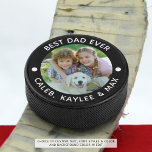 BEST DAD EVER Photo Personalized Your Colour Hockey Puck<br><div class="desc">Create a custom personalized photo hockey puck keepsake gift for a special father with the suggested editable title BEST DAD EVER and your other custom text in white against an editable black background colour you can change to coordinate with your photo, team colour or favourite colour. Ideal for a hockey...</div>