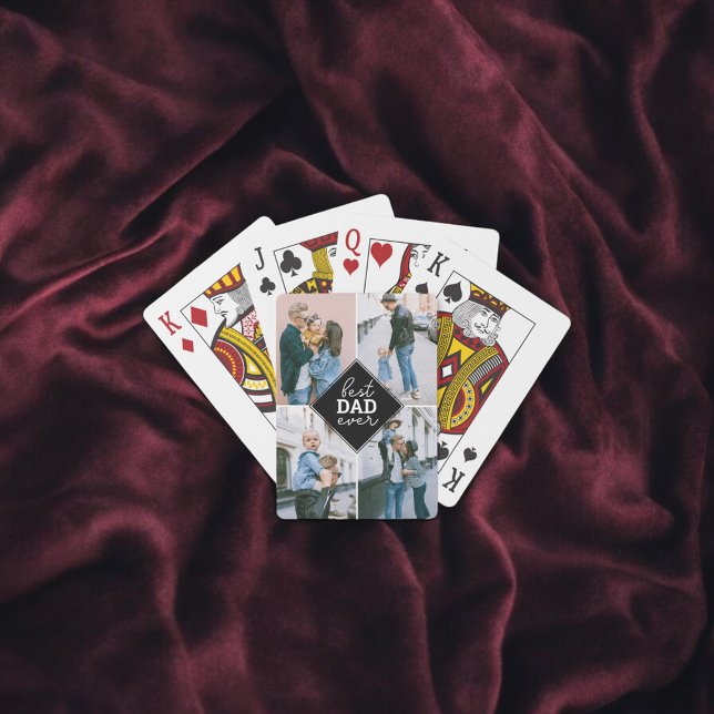Best Dad Ever Photo Script Handwritten Playing Car Playing Cards (Creator Uploaded)