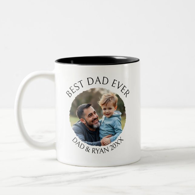 Best Dad Ever | Photo Template Personalized Two-Tone Coffee Mug (Left)