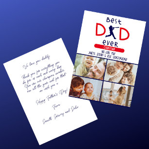 Best Dad Ever Photo Trendy Modern Blue Fathers Day Card