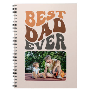 Best Dad Ever Photo with Groovy Retro Typography Notebook