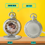 Best Dad Ever Portrait Vintage Fishing Background Pocket Watch<br><div class="desc">Give a gift that allows someone to be reminded of the ones they love every time they check the time You can edit the text,  the photo,  and the background seamlessly. This design has an analogue dial design with a vintage fishing background.</div>