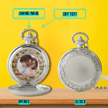 Best Dad Ever Portrait with Vintage Car Background Pocket Watch<br><div class="desc">Give a gift that allows someone to be reminded of the ones they love every time they check the time You can edit the text,  the photo,  and the background seamlessly. This design has an analogue dial design with a vintage car background.</div>