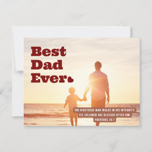 Best Dad Ever Proverbs 20:7 Christian Bible Verse Postcard