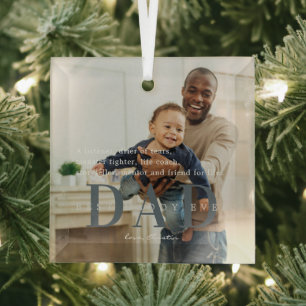 Best Dad Ever Quote & Photo Gift Glass Ornament