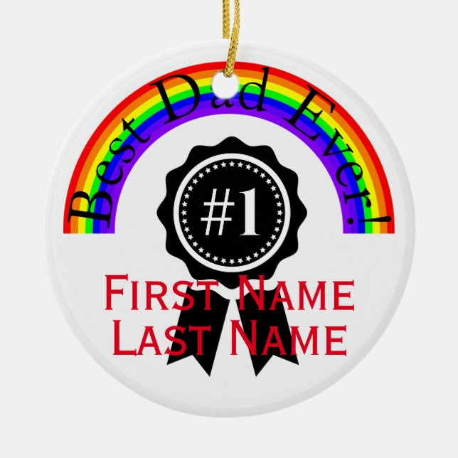 Best Dad Ever Rainbow Ornament HAMbWG (Front)
