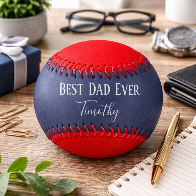 Best Dad Ever Red and Blue Baseball (Creator Uploaded)