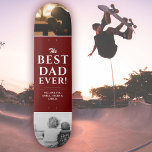 Best Dad Ever Red Father`s Day 2 Photo Collage Skateboard<br><div class="desc">Modern Best Dad Ever Red Father`s Day 2 Photo Collage skateboard with names. Trendy white typography is on a dark red background. Add 2 favourite photos and your names in the sweet message. This modern custom skateboard is a perfect gift for a dad or a new dad on Father`s Day,...</div>